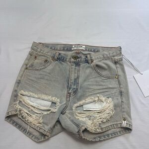 NWT One X One Teaspoon Destroyed Denim Diamonde Hustlers Shorts Size 26 New